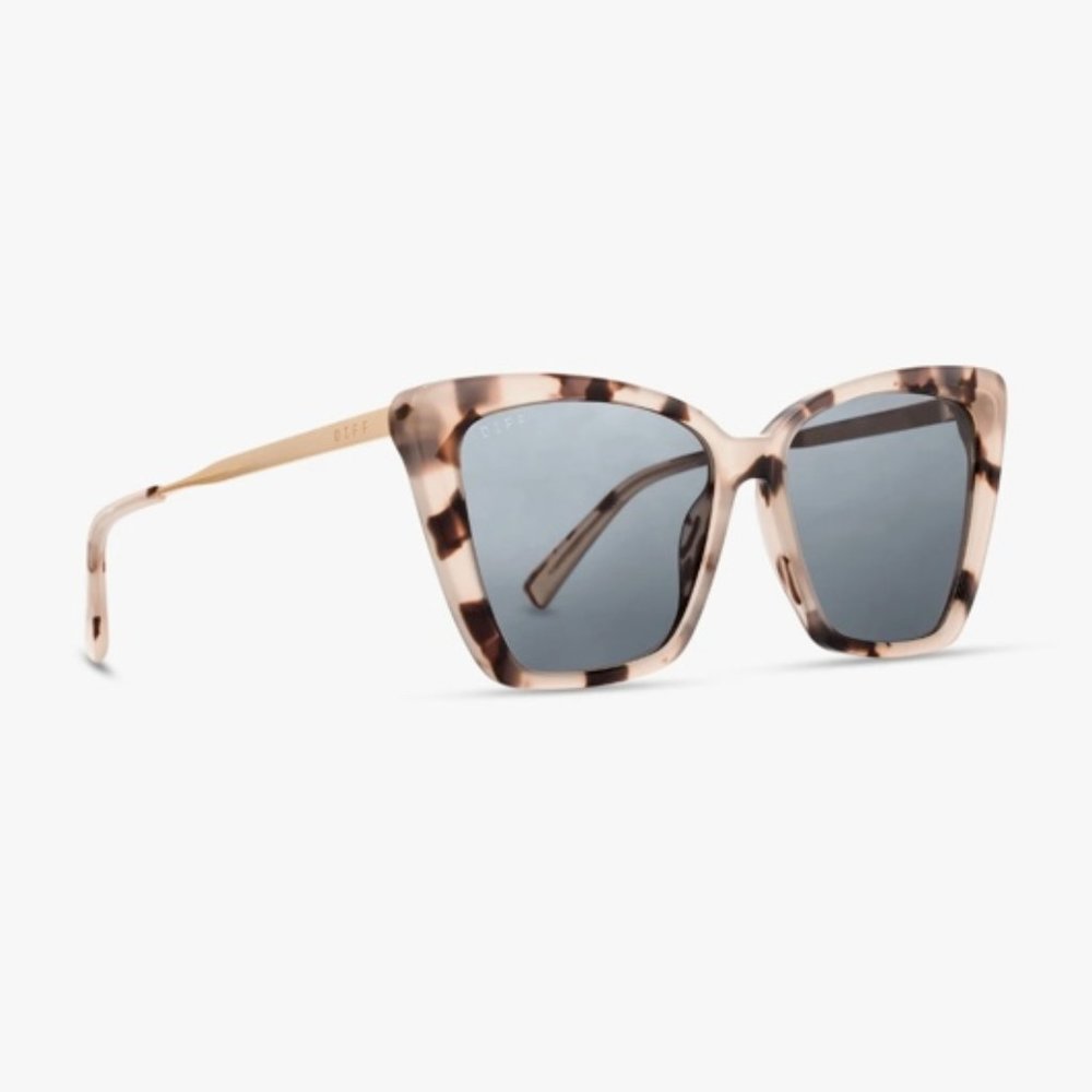 Diff Becky II Sunglasses - Cream Tortoise w/ Grey Polarized Lenses